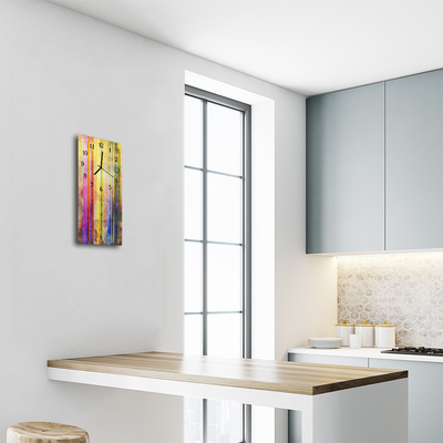 Relógio de vidro vertical Imagem colorida de madeira