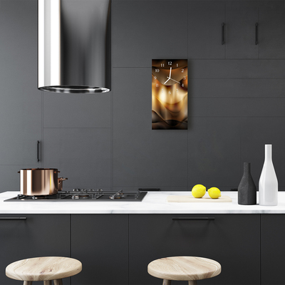 Relógio de vidro vertical Arte Gráfica ondas marrom