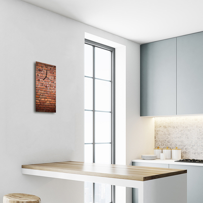 Relógio de vidro vertical Parede de tijolos vermelhos 3D clássica