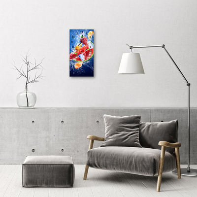 Relógio de vidro vertical Imagem de impressão colorida de frutas de cozinha