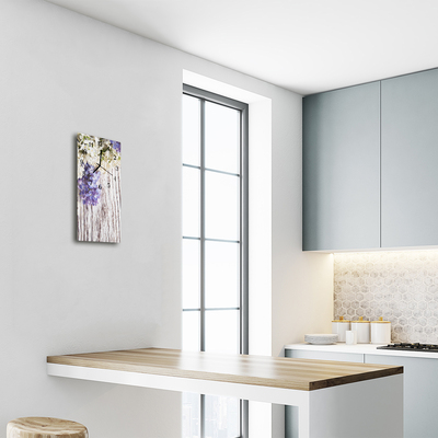 Relógio de vidro vertical Flores de cor lilás