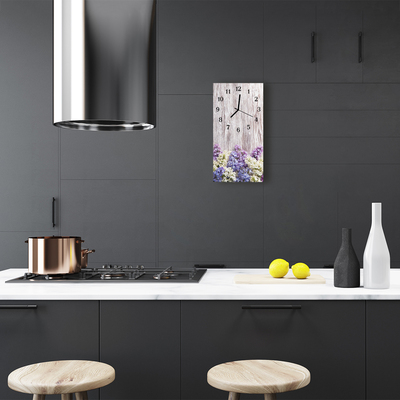 Relógio vertical Flores de cor lilás