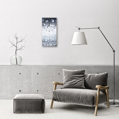 Relógio de vidro vertical Glitter prateado brilhante