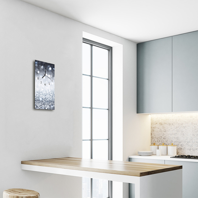 Relógio de vidro vertical Glitter prateado brilhante