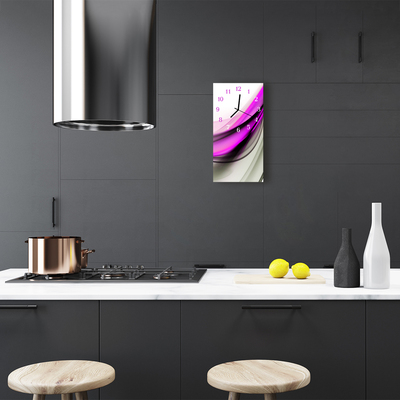 Relógio vertical Arte Abstrata Linhas Roxas