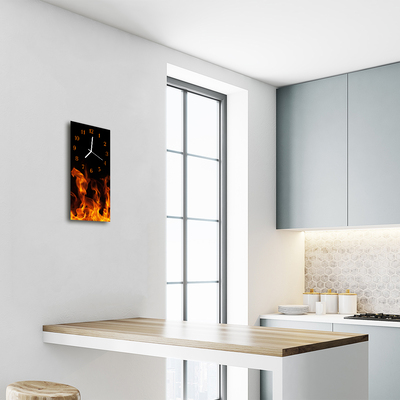 Relógio de vidro vertical Fogo moderno chama colorida