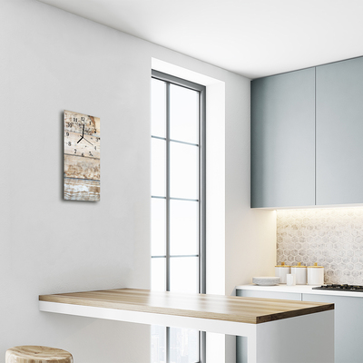 Relógio de vidro vertical Madeira bege natural