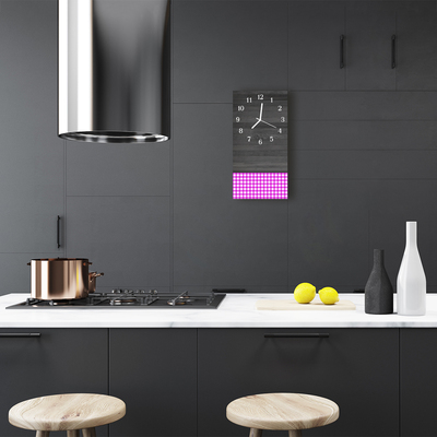 Relógio de vidro vertical Madeira xadrez colorida