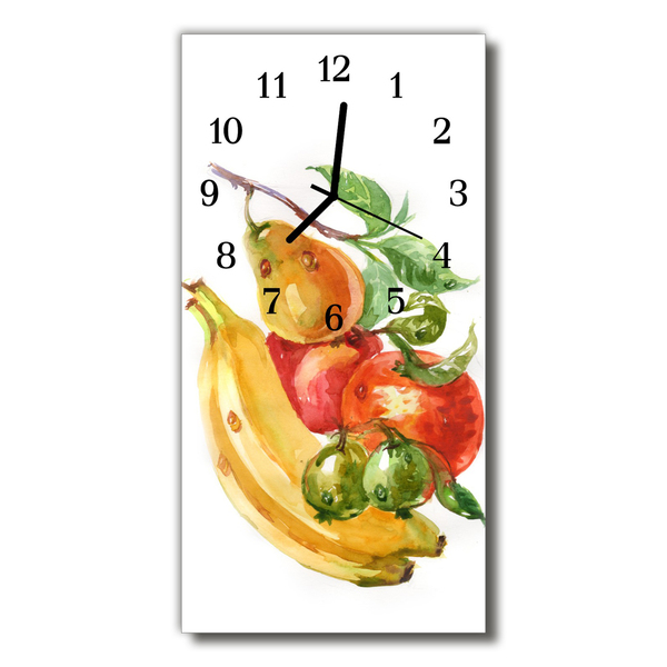 Relógio de vidro vertical Cozinha Frutas bananas aquarela