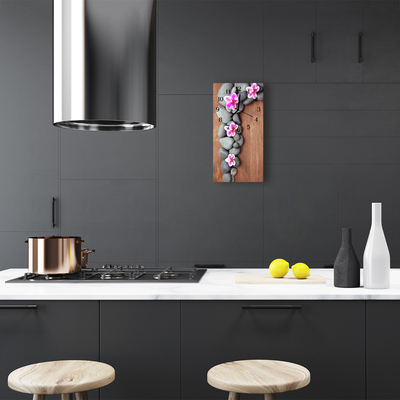 Relógio vertical Flores Pedras orquídeas coloridas