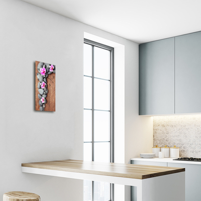 Relógio vertical Flores Pedras orquídeas coloridas