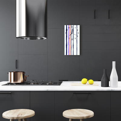 Relógio vertical Linhas de tiras de arte pintam coloridas