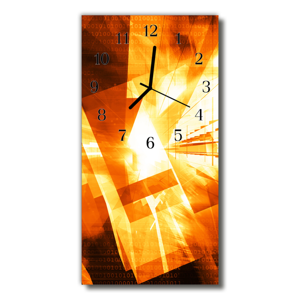 Relógio de vidro vertical Geometria abstrata laranja