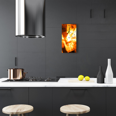 Relógio de vidro vertical Geometria abstrata laranja