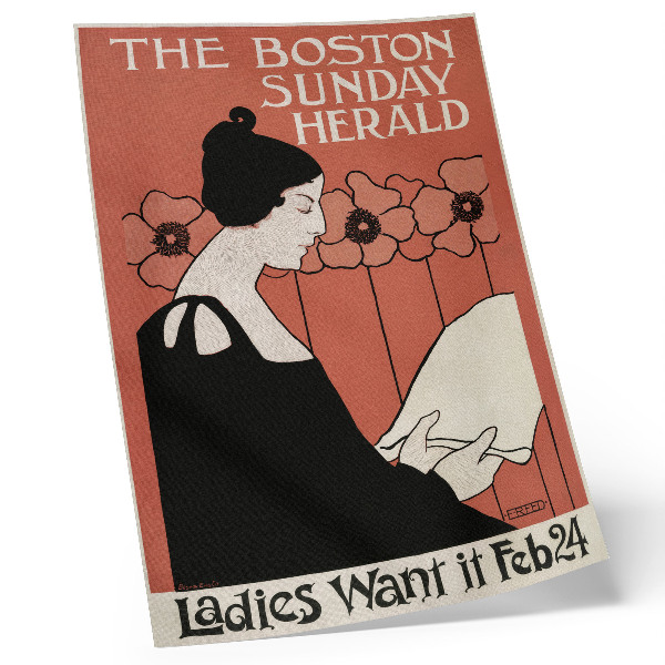 Arte de parede Mulher lendo jornal em estilo Art Nouveau por Ethel Reed
