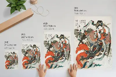 Poster para cozinha com arte japonesa ukiyo-e de Hokusai em estilo vintage