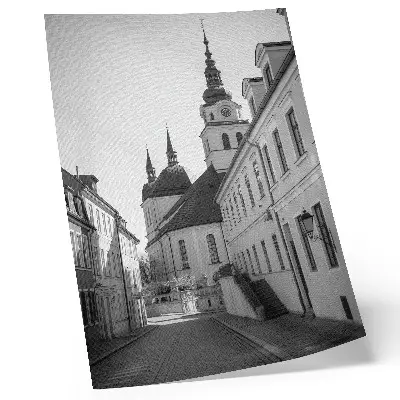 Poster para cozinha com estampa de edifícios históricos com elegância e detalhes arquitetônicos