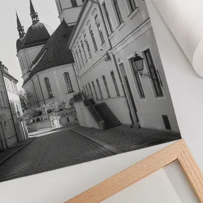 Poster para cozinha com estampa de edifícios históricos com elegância e detalhes arquitetônicos