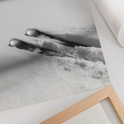 Poster decorativo Minimalismo, esquis brancos e cinzas, sombras, paz