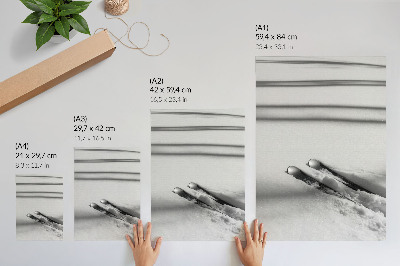 Poster decorativo Minimalismo, esquis brancos e cinzas, sombras, paz