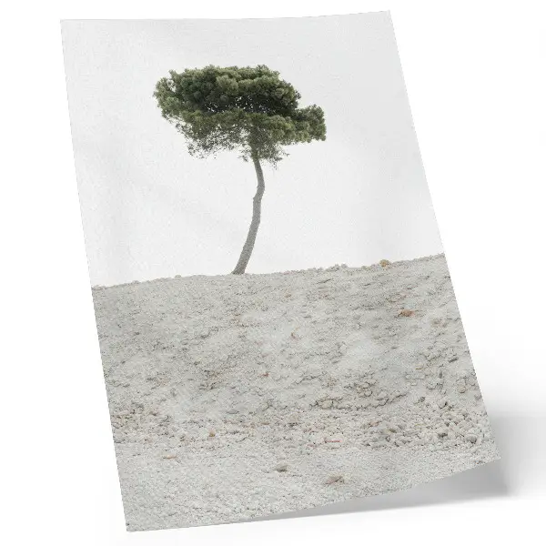 Impressão em tela árvore solitária em fundo claro minimalista