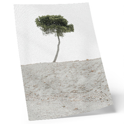 Impressão em tela Árvore solitária em fundo claro, minimalismo