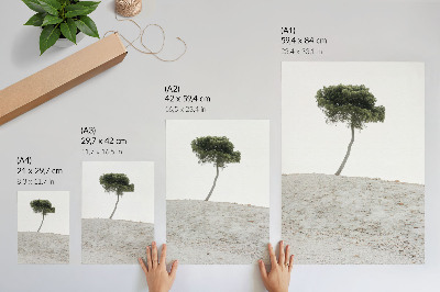 Impressão em tela Árvore solitária em fundo claro, minimalismo