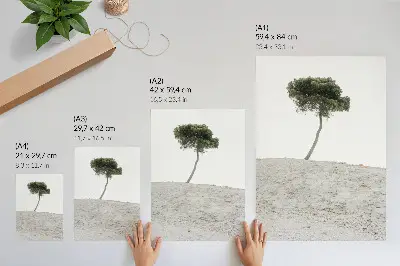 Impressão em tela árvore solitária em fundo claro minimalista