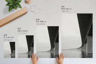 Arte de parede A estrutura irregular da ponte sobre a água