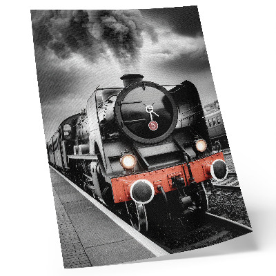 Poster decorativo Uma locomotiva a vapor clássica e potente em preto e branco.