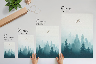 Poster para cozinha Neblina suave, pássaro da floresta, bem acima das árvores