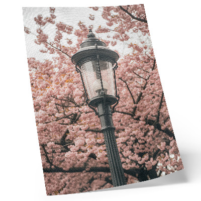 Poster decorativo Árvores cor-de-rosa, lanterna preta, atmosfera nostálgica