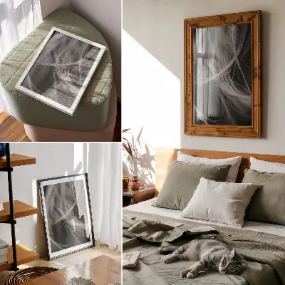 Poster para cozinha com linhas delicadas em estilo abstrato moderno