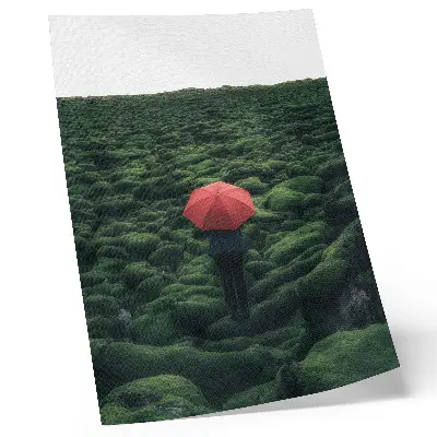 Impressão em tela com predominância de vegetação, paz e aura misteriosa com contraste