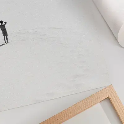 Arte de parede minimalismo com tema de solidão, espaço e paz