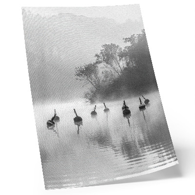 Arte de parede Paisagem em preto e branco com bóias e nevoeiro.