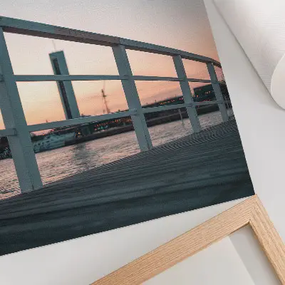 Poster para cozinha balaustrada à beira do pôr do sol com composição harmoniosa