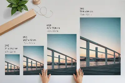 Poster para cozinha balaustrada à beira do pôr do sol com composição harmoniosa