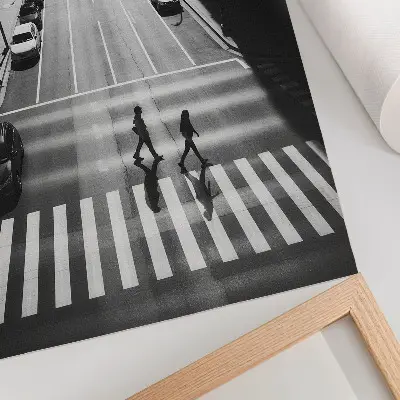 Arte de parede cena urbana em preto e branco com toque moderno