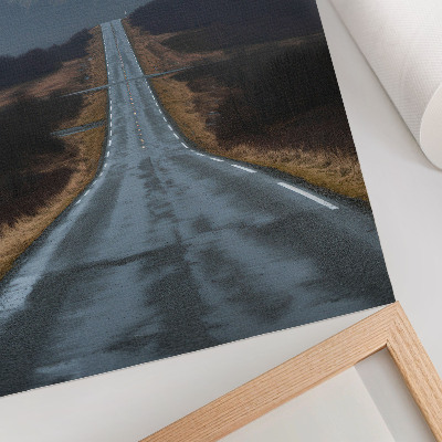 Arte de parede Montanhas nubladas, estrada acidentada, atmosfera tranquila.