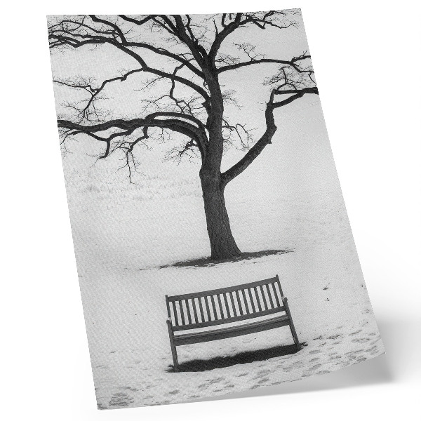 Poster decorativo Paisagem minimalista com uma árvore e um banco.