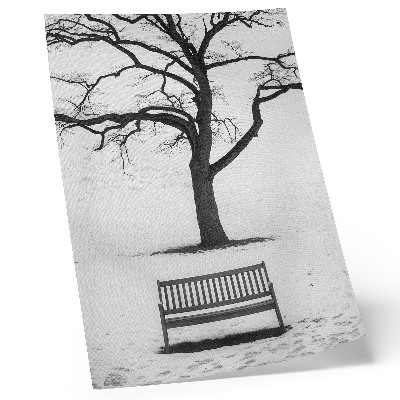 Poster decorativo Paisagem minimalista com uma árvore e um banco.