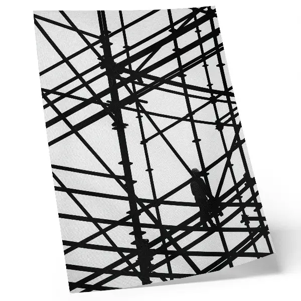 Poster decorativo com linhas contrastantes e fundo claro de estrutura moderna