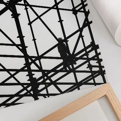 Poster decorativo com linhas contrastantes e fundo claro de estrutura moderna