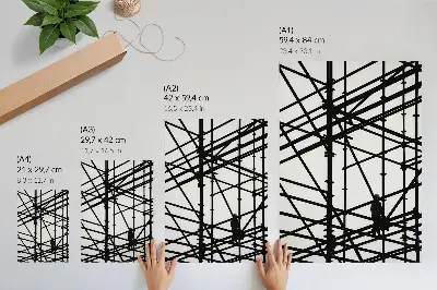 Poster decorativo com linhas contrastantes e fundo claro de estrutura moderna