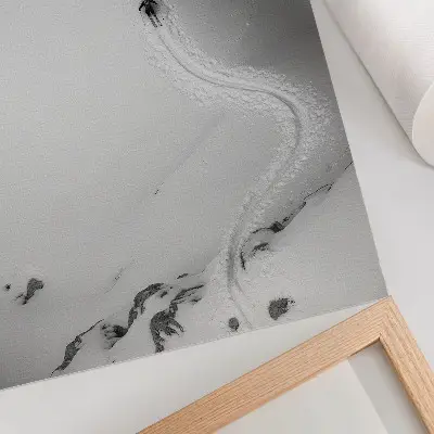 Poster para cozinha com estampa de geometria de movimento e cena de inverno