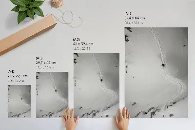 Poster para cozinha com estampa de geometria de movimento e cena de inverno