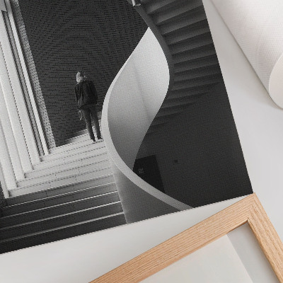 Impressão em tela escada em espiral com contraste minimalista de tijolos