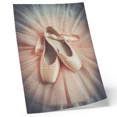Poster para cozinha sapatilhas de ballet com saia de tule rosa em harmonia e elegância