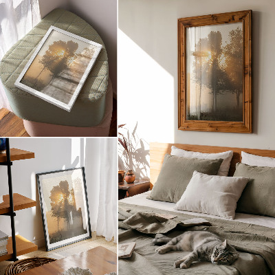 Poster decorativo Aurora enevoada, luz quente, árvores inspiradoras